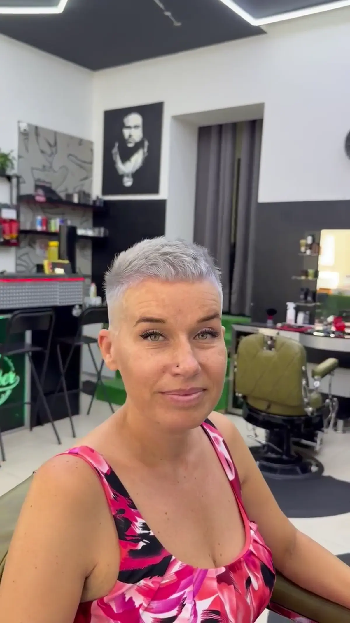 Play video: Video of a short women's pixie haircut in the 7 Barber salon